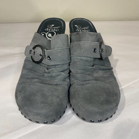 Dansko Womens Gray Nadine Suede Round Toe Slip On Studded Clog Heel Size US 9 - Picture 3 of 10
